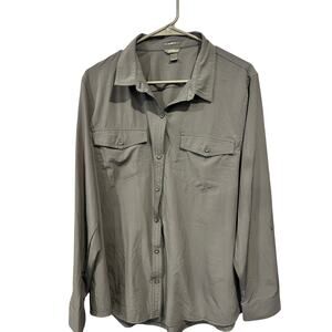 Eddie Bauer Gray classic fit long sleeve button up Shirt Departure women's XL